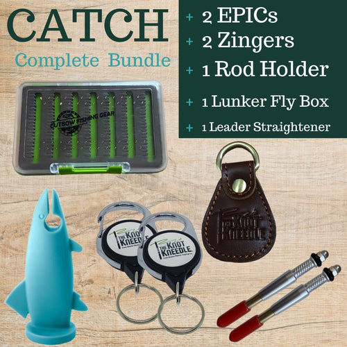 CATCH Lunker Bundle: 2 EPIC + 2 Zingers + Rod Holder + Fly Straightener + Fly Box - The Knot Kneedle